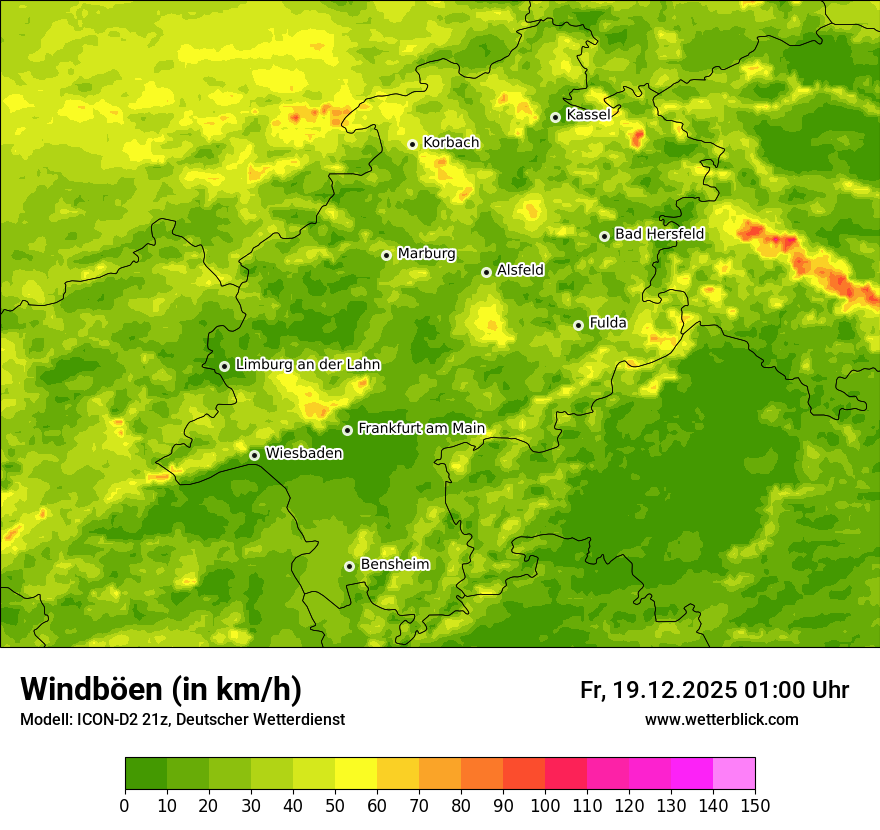 Modellkarten Windgeschwindigkeit