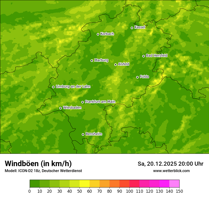 Modellkarten Windgeschwindigkeit
