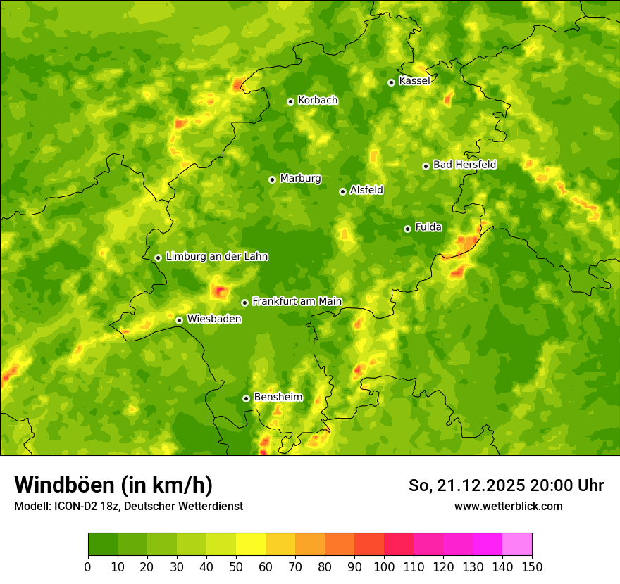 Modellkarten Windgeschwindigkeit