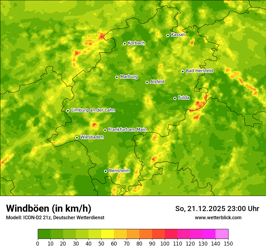 Modellkarten Windgeschwindigkeit