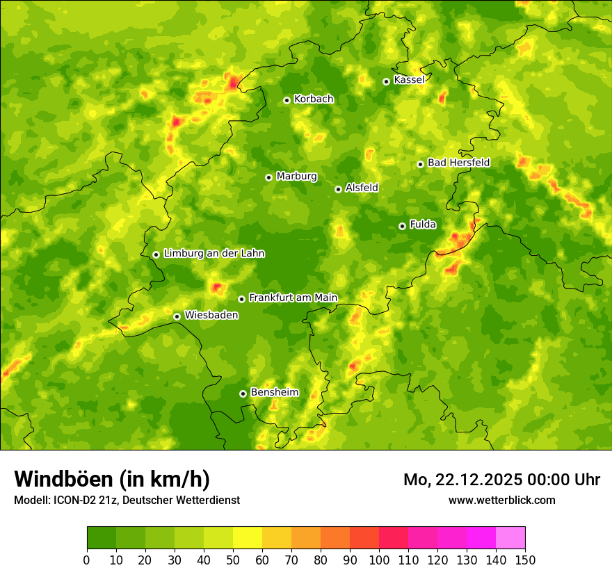 Modellkarten Windgeschwindigkeit