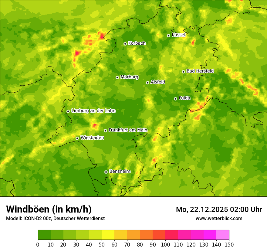 Modellkarten Windgeschwindigkeit