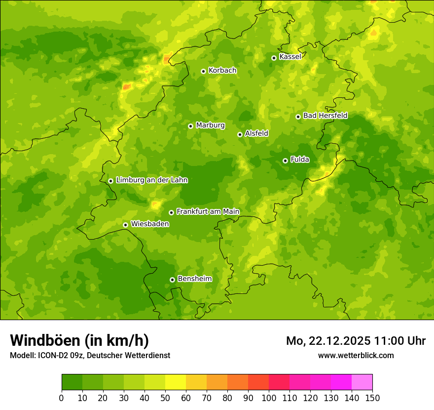 Modellkarten Windgeschwindigkeit