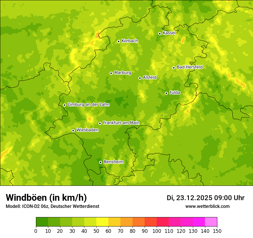 Modellkarten Windgeschwindigkeit