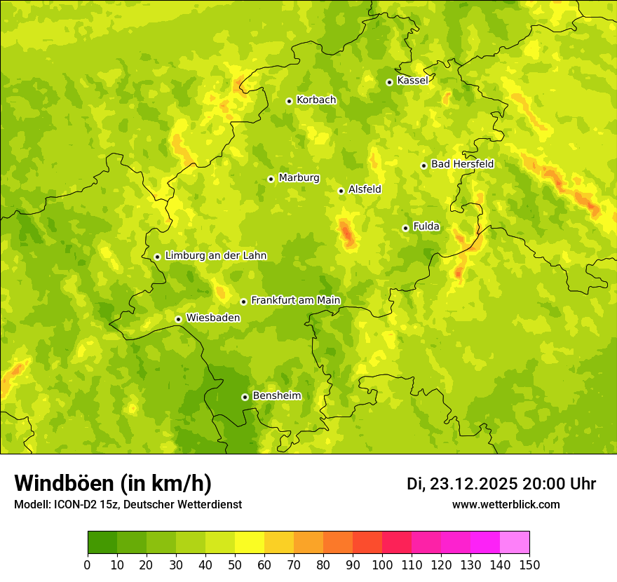 Modellkarten Windgeschwindigkeit
