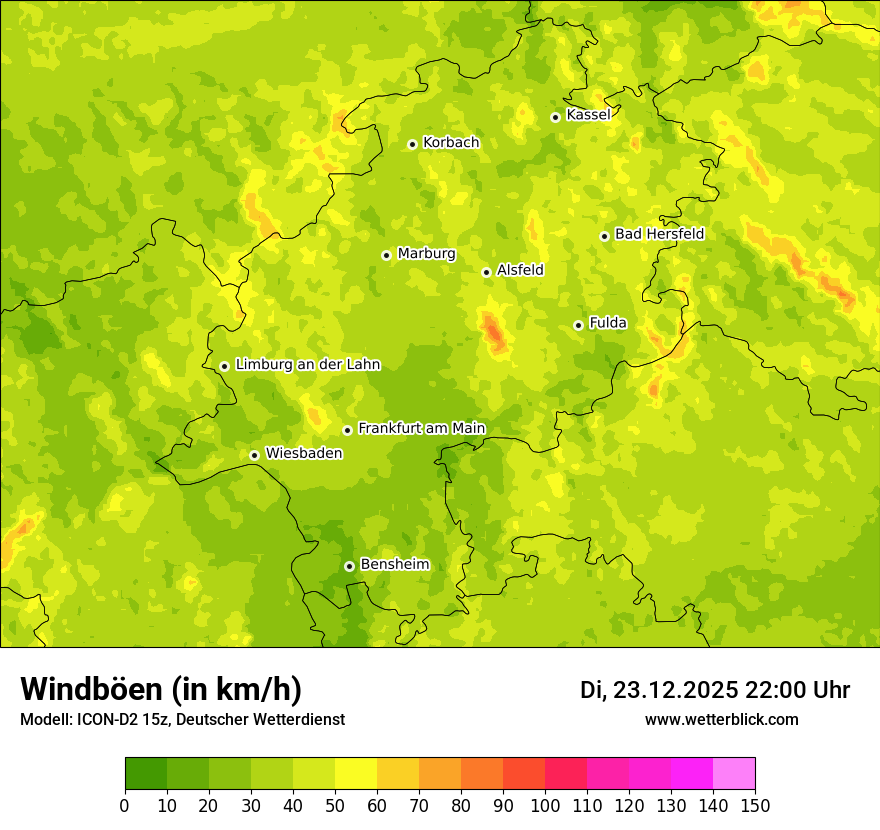 Modellkarten Windgeschwindigkeit