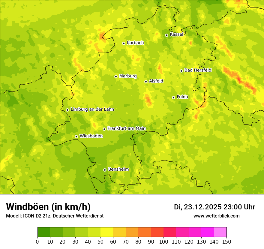 Modellkarten Windgeschwindigkeit