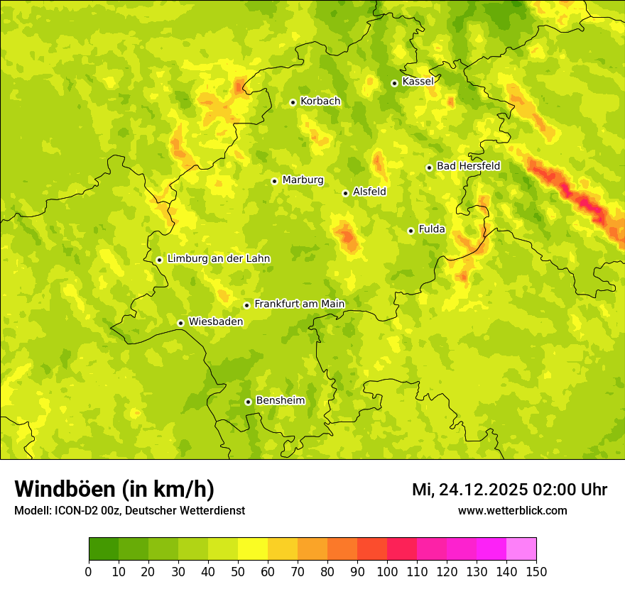 Modellkarten Windgeschwindigkeit