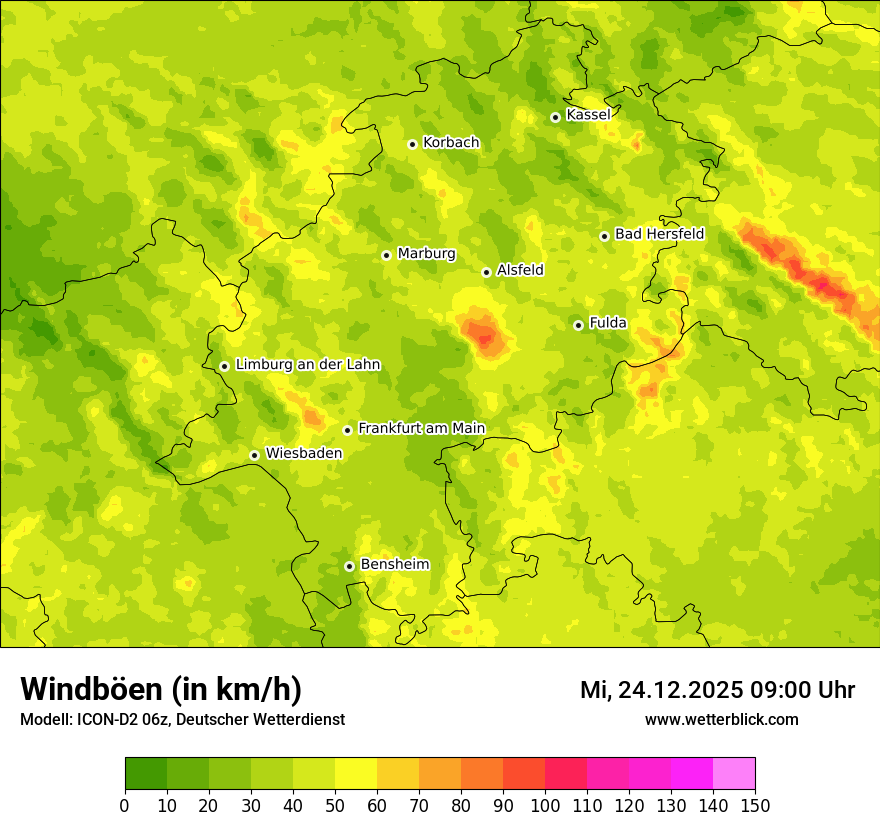 Modellkarten Windgeschwindigkeit