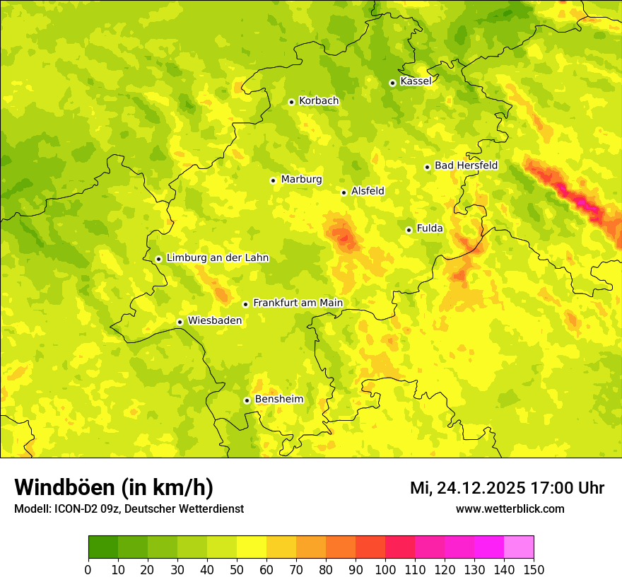 Modellkarten Windgeschwindigkeit