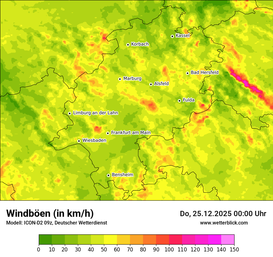 Modellkarten Windgeschwindigkeit