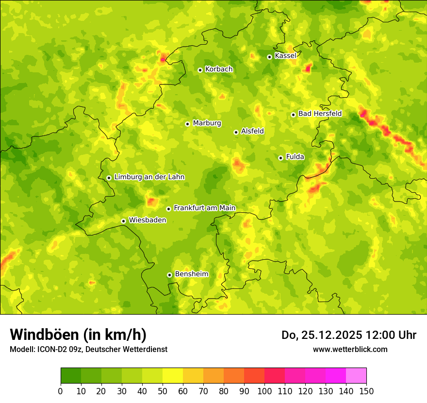 Modellkarten Windgeschwindigkeit