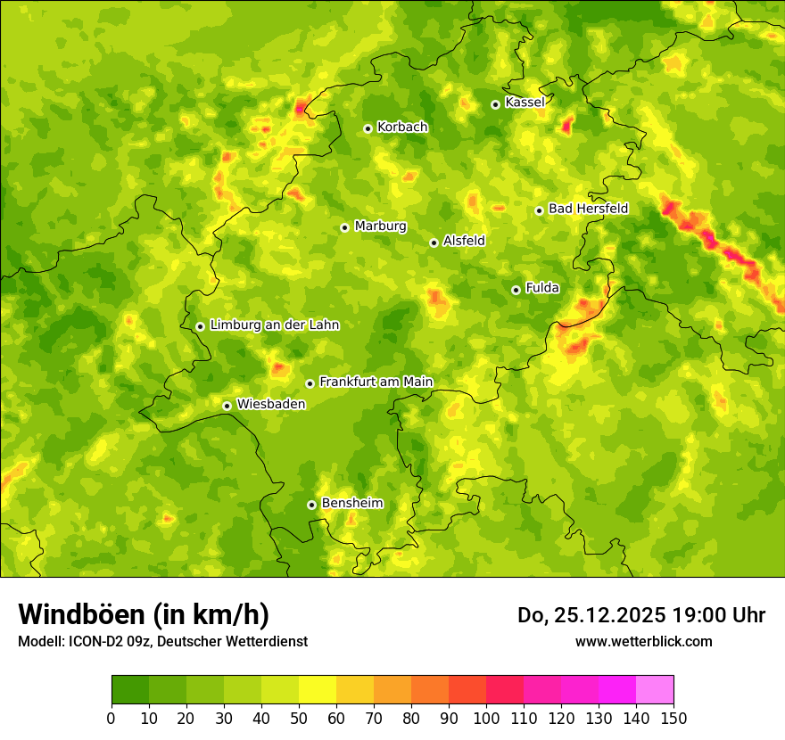 Modellkarten Windgeschwindigkeit