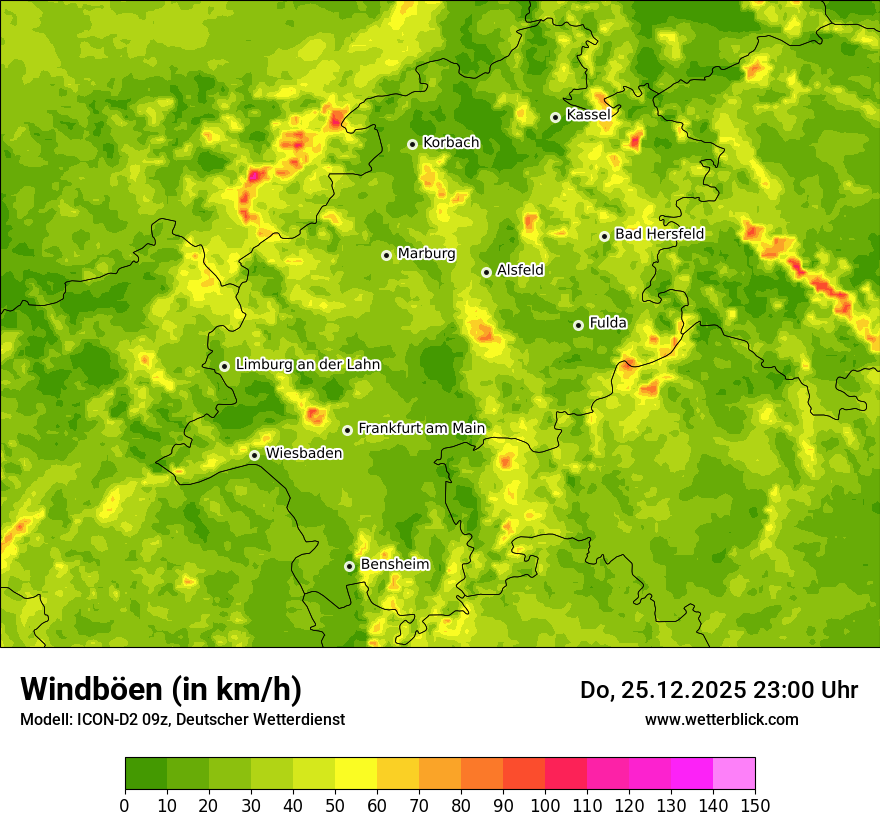 Modellkarten Windgeschwindigkeit