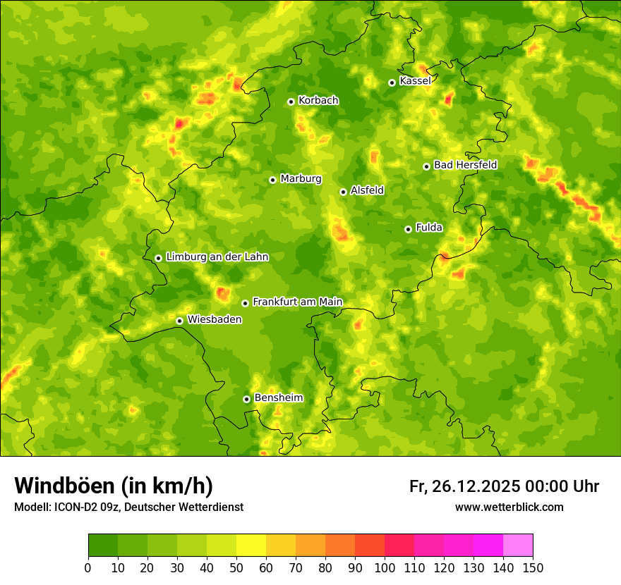 Modellkarten Windgeschwindigkeit