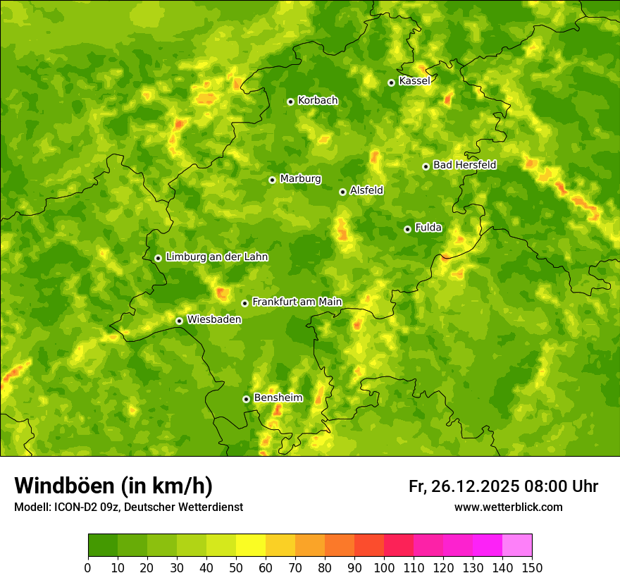 Modellkarten Windgeschwindigkeit