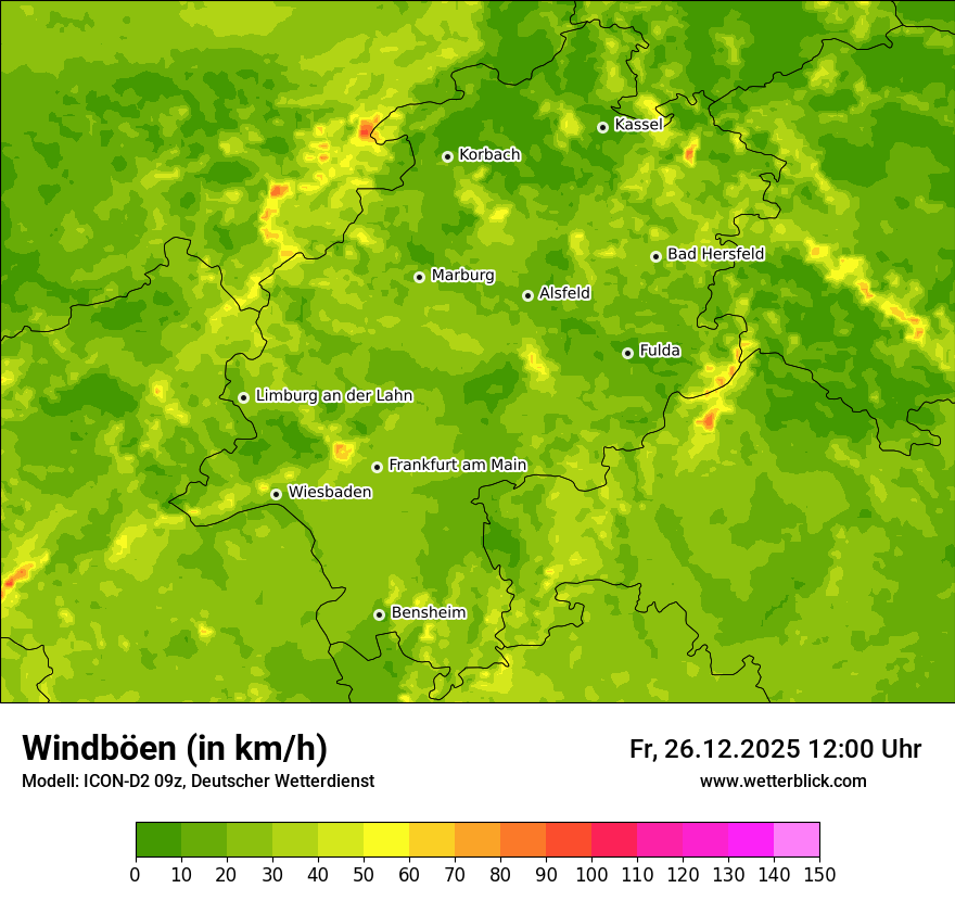 Modellkarten Windgeschwindigkeit
