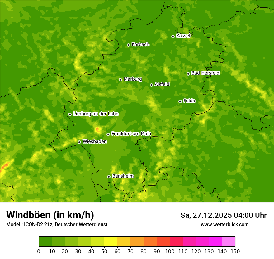 Modellkarten Windgeschwindigkeit