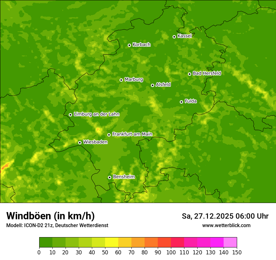 Modellkarten Windgeschwindigkeit