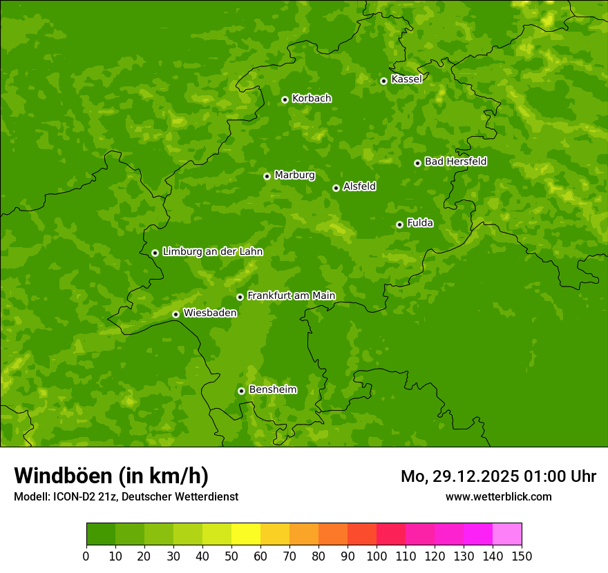 Modellkarten Windgeschwindigkeit
