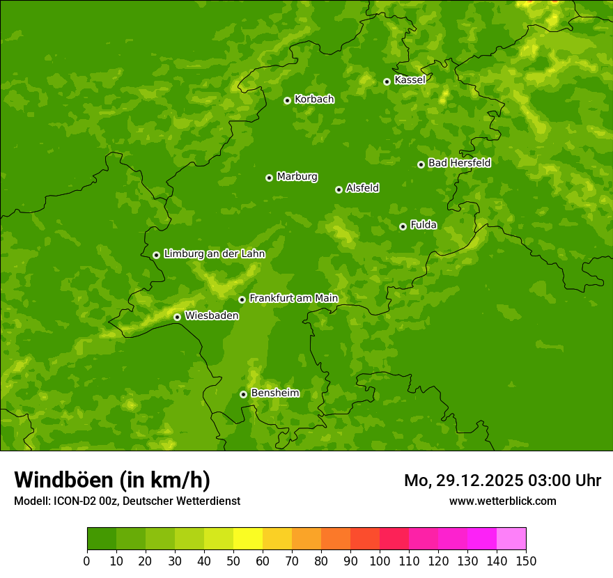Modellkarten Windgeschwindigkeit