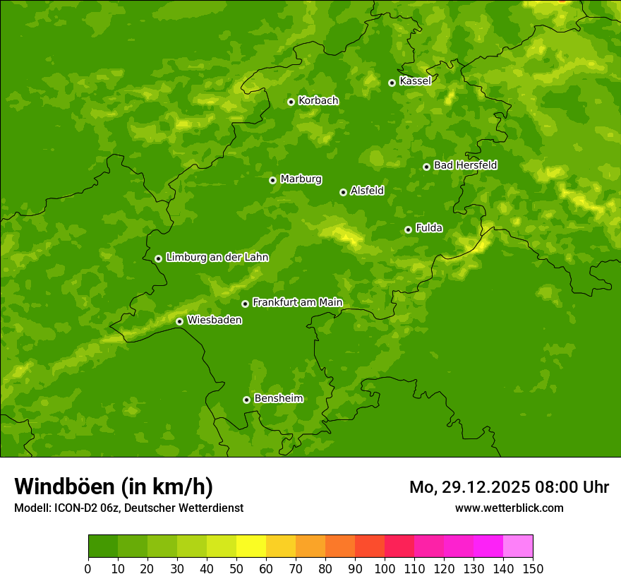 Modellkarten Windgeschwindigkeit