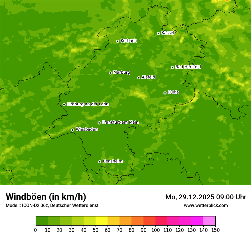 Modellkarten Windgeschwindigkeit