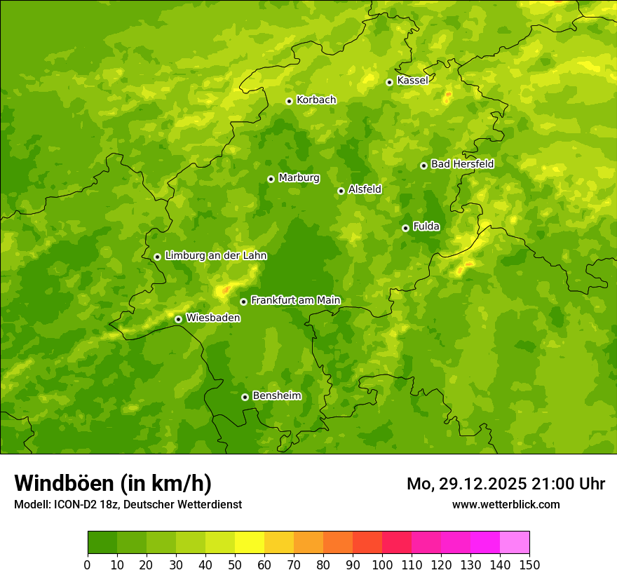 Modellkarten Windgeschwindigkeit