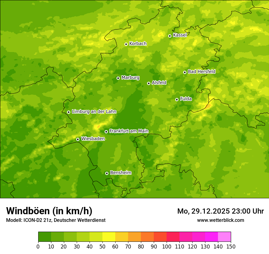 Modellkarten Windgeschwindigkeit