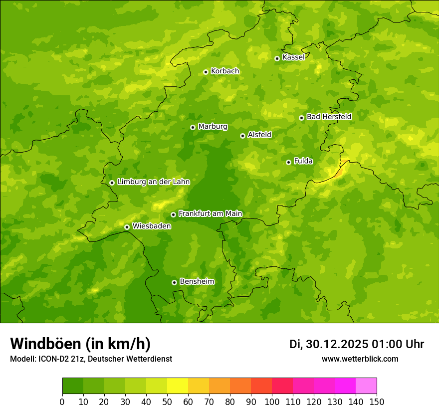 Modellkarten Windgeschwindigkeit