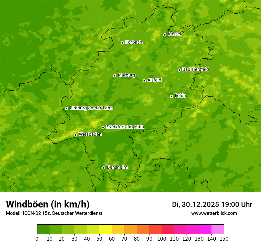 Modellkarten Windgeschwindigkeit