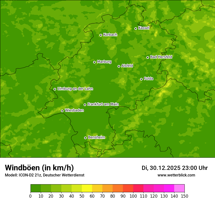 Modellkarten Windgeschwindigkeit