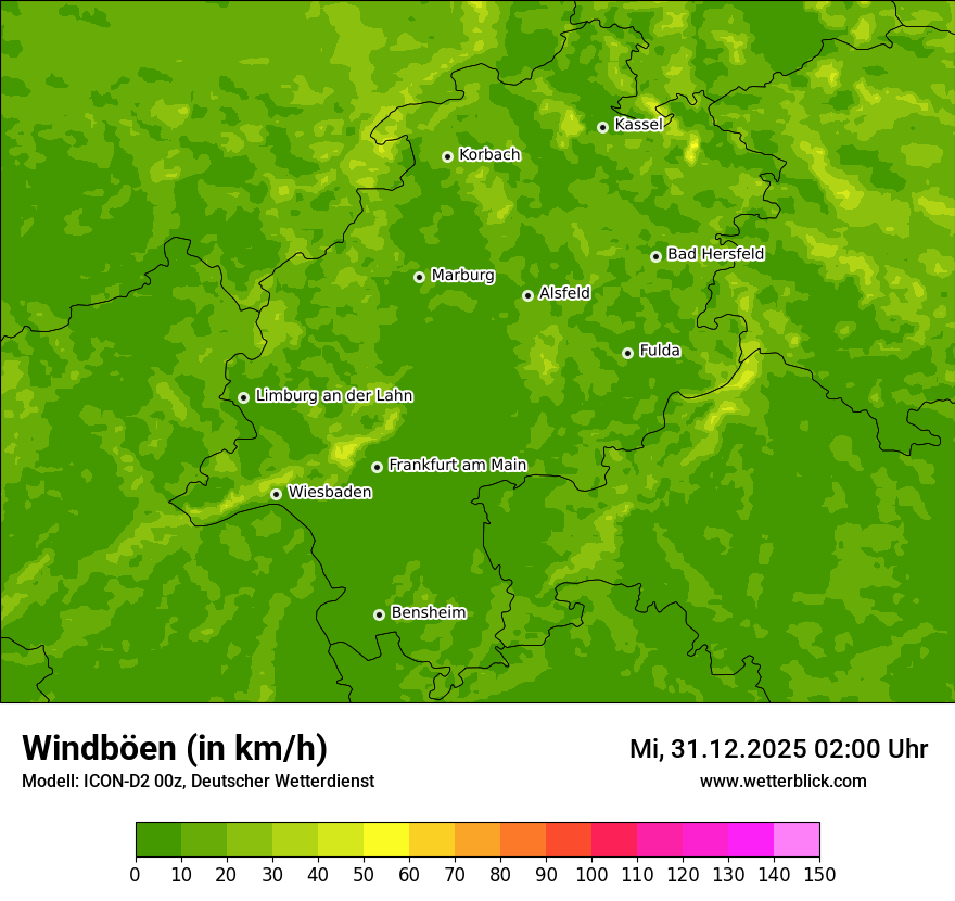 Modellkarten Windgeschwindigkeit