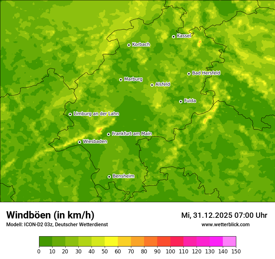 Modellkarten Windgeschwindigkeit