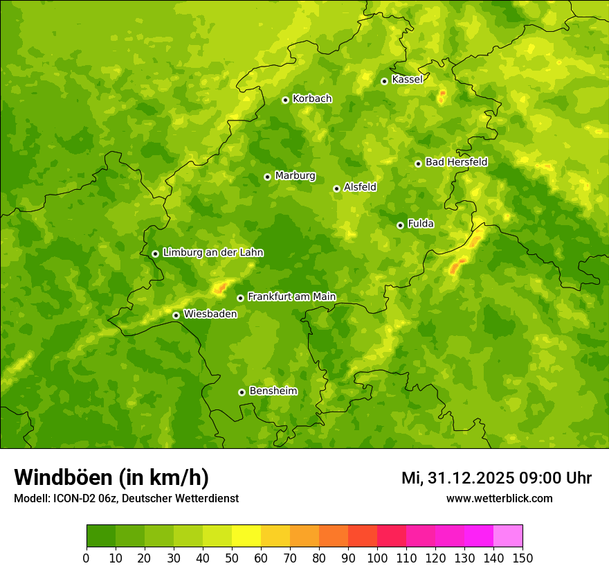 Modellkarten Windgeschwindigkeit
