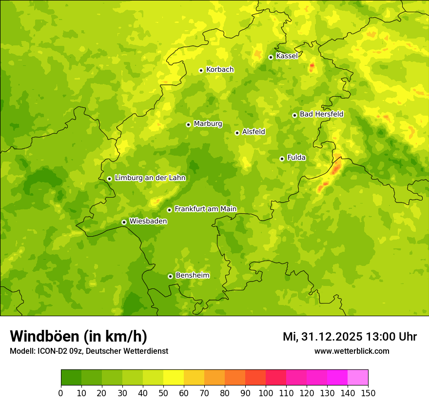 Modellkarten Windgeschwindigkeit