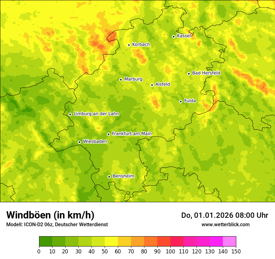 Modellkarten Windgeschwindigkeit