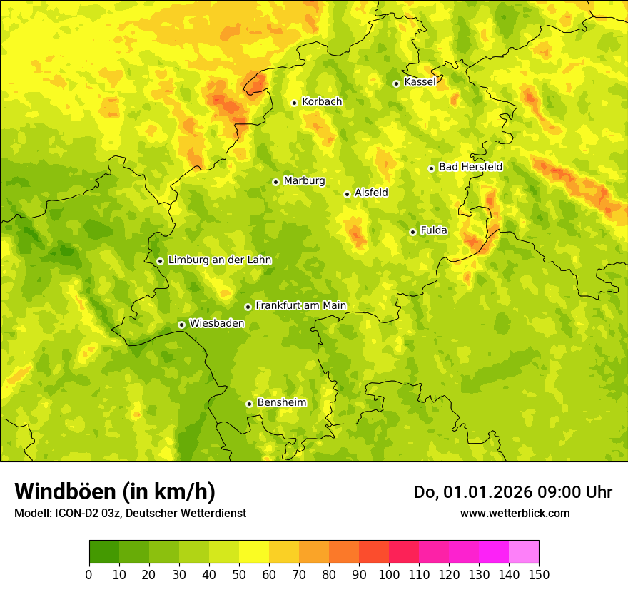 Modellkarten Windgeschwindigkeit