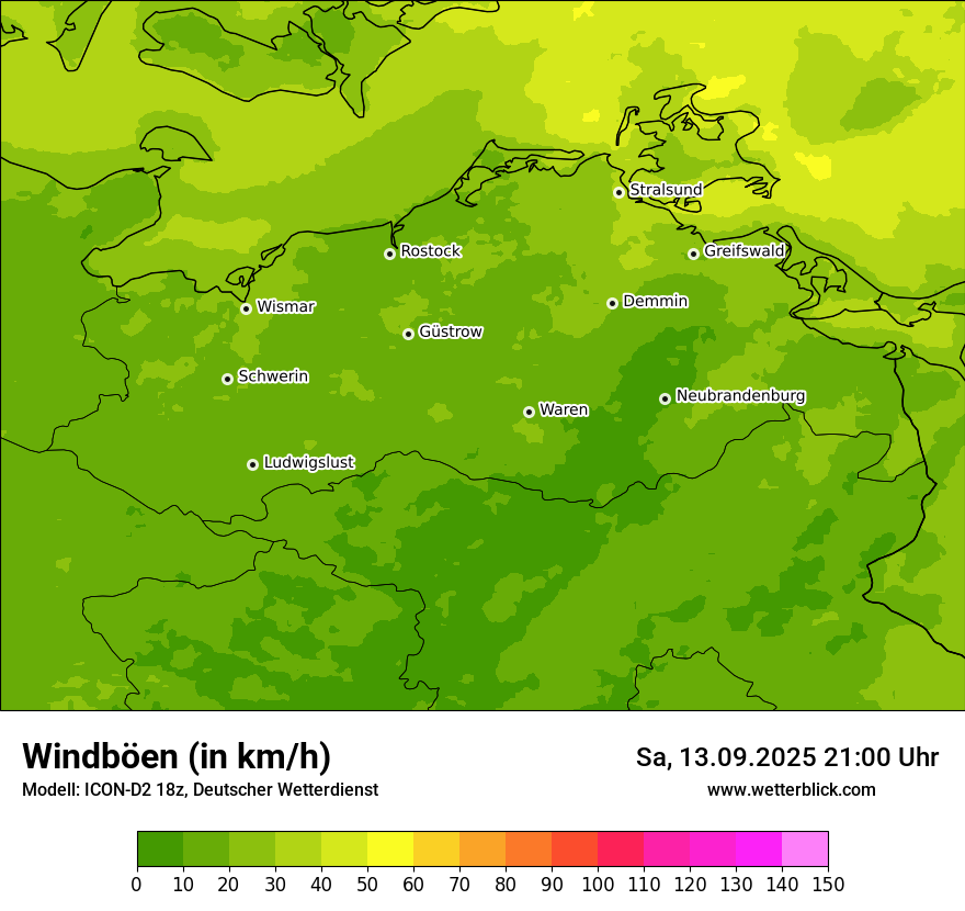 Modellkarten Windgeschwindigkeit
