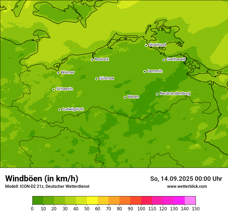 Modellkarten Windgeschwindigkeit
