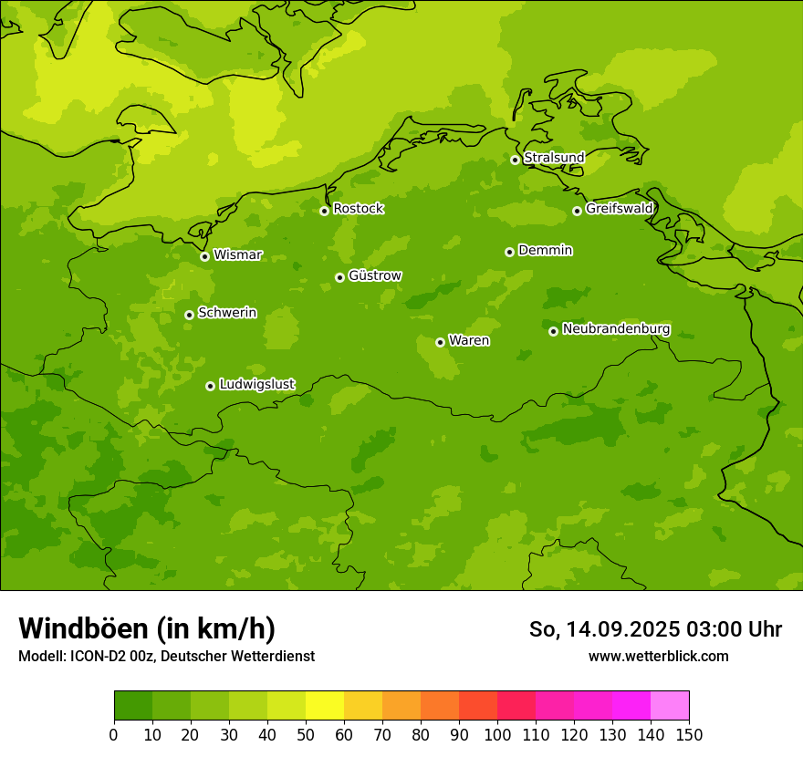 Modellkarten Windgeschwindigkeit