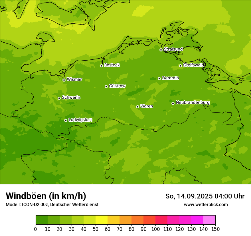 Modellkarten Windgeschwindigkeit