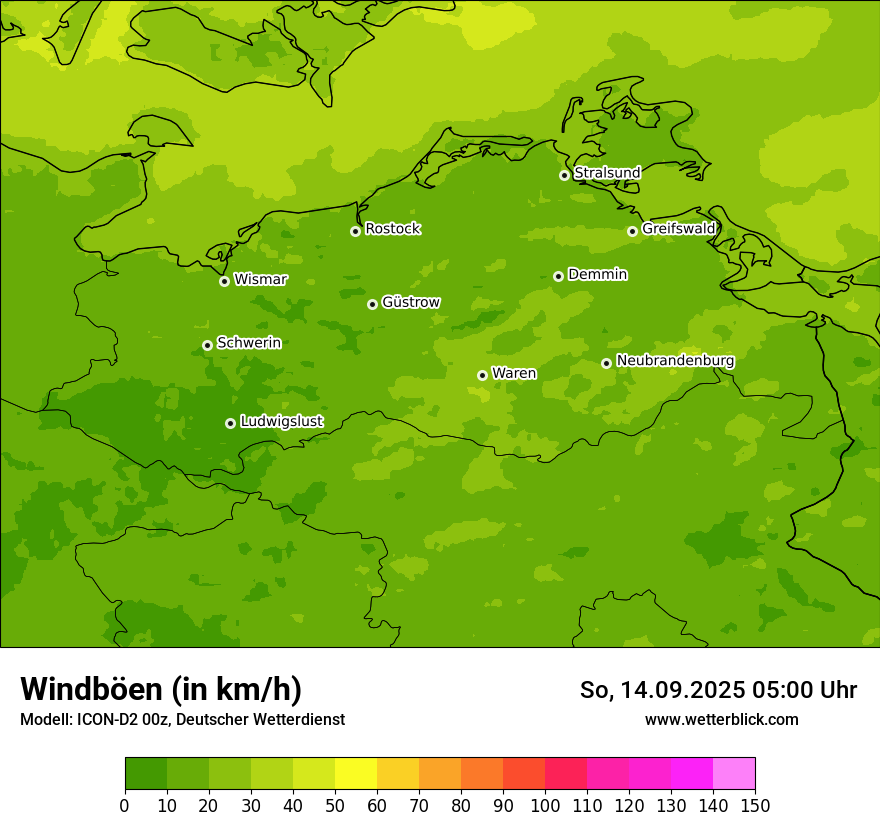 Modellkarten Windgeschwindigkeit