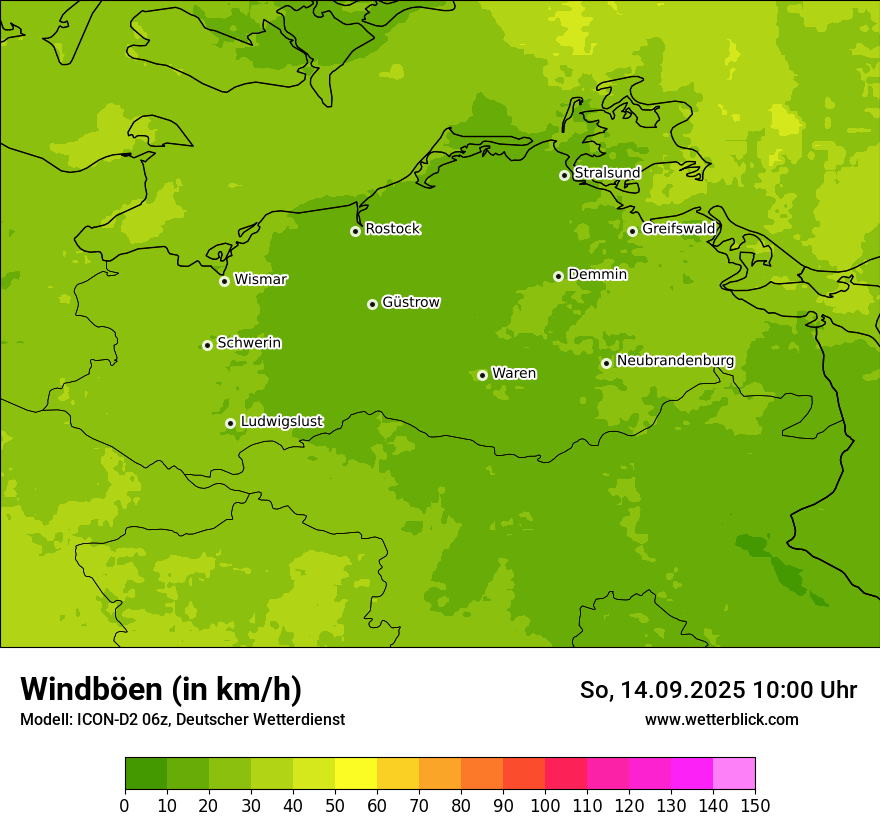 Modellkarten Windgeschwindigkeit