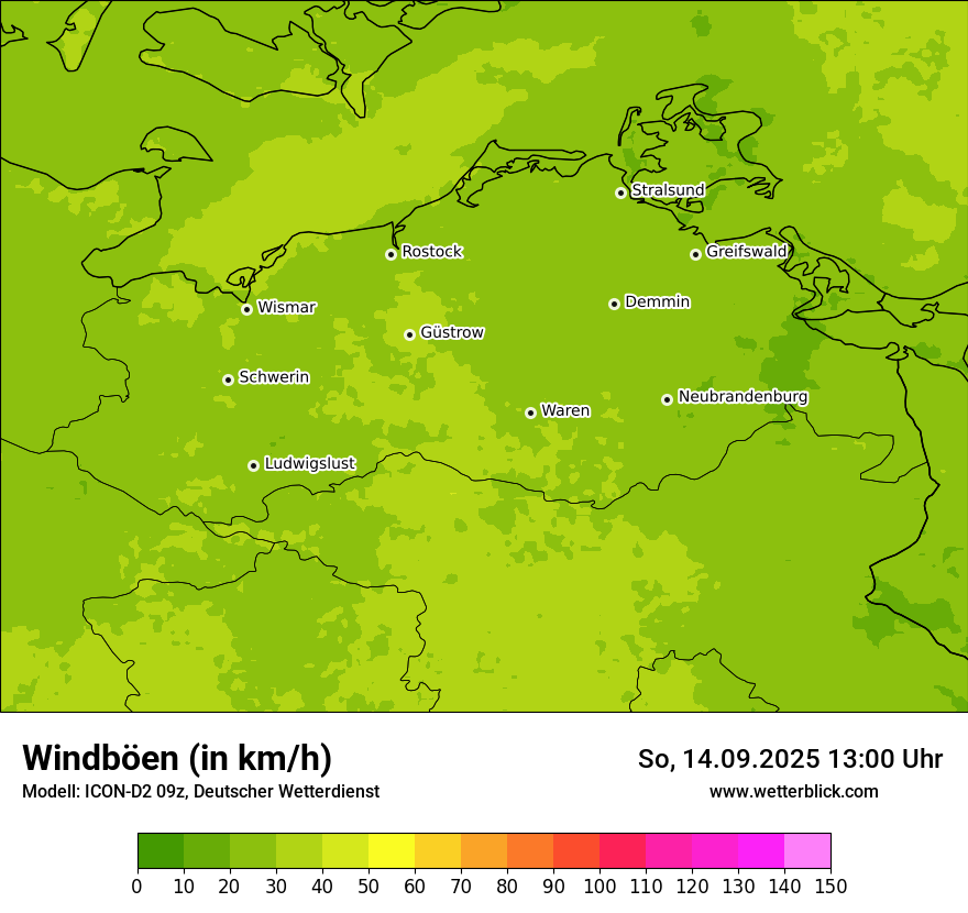 Modellkarten Windgeschwindigkeit