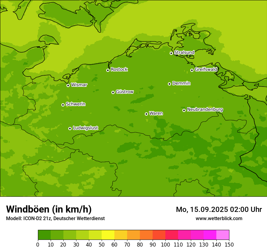 Modellkarten Windgeschwindigkeit