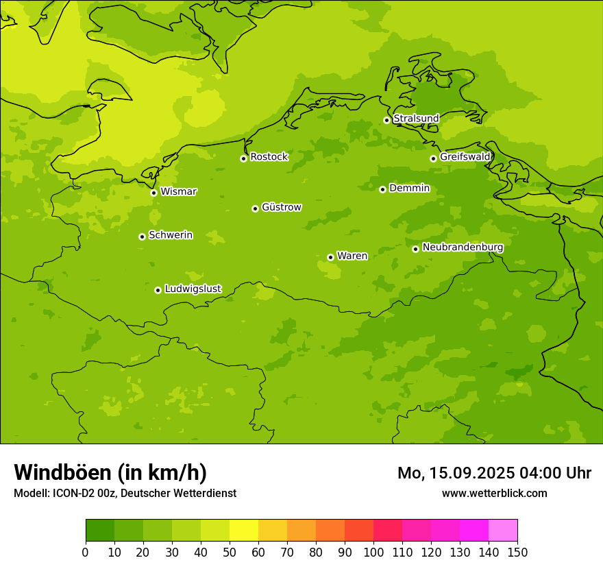 Modellkarten Windgeschwindigkeit