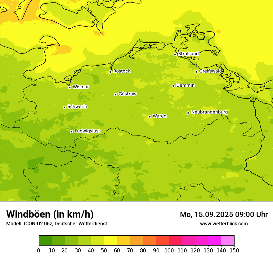 Modellkarten Windgeschwindigkeit