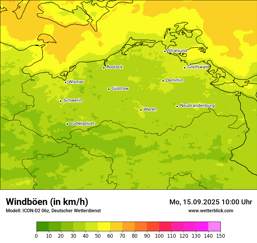 Modellkarten Windgeschwindigkeit