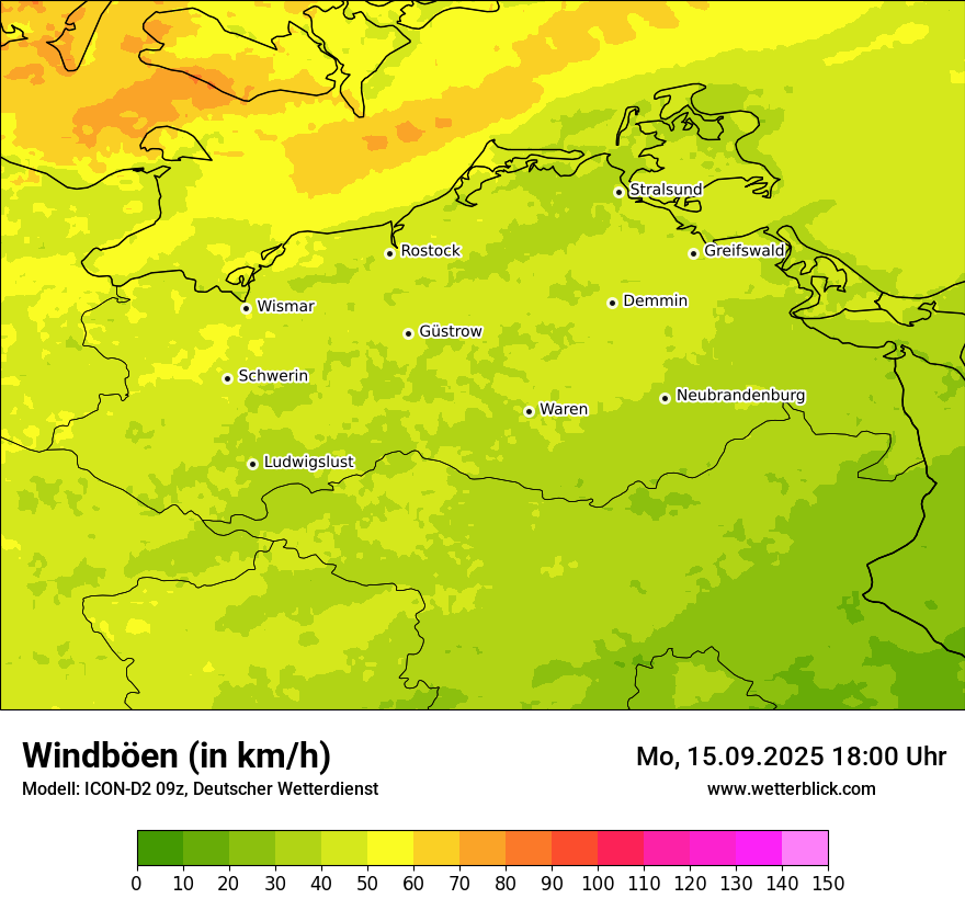Modellkarten Windgeschwindigkeit